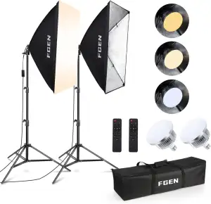 Softbox Set Fotostudio, FGen 85W 2 x 50 x 70cm Softbox LED Beleuchtung Set mit 2