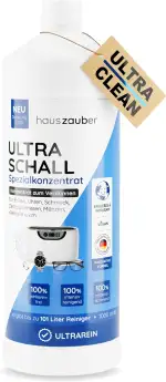 hauszauber - Ultraschallreiniger Konzentrat [EXTRA ERGIEBIG] 1000 ml - Reinigt Brillen, Schmuck, Zahnersatz, Münzen, Kleinteile etc. - Für Ultraschallgeräte & Ultraschallbad