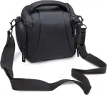Bodyguard DSLR/DSLM Kamera Tasche mit Zubehörfächern I Schutz gegen Stöße & Wetter I Für Bridge- & Systemkamera I Komfortabler Tragegurt I Schwarz