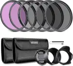 NEEWER 55 mm ND-Objektivfilter-Set: UV, CPL, FLD, ND2, ND4, ND8, Gegenlichtblende und Objektivdeckel, kompatibel mit Canon Nikon Sony Panasonic DSLR-Kameras mit 55-mm-Objektiv