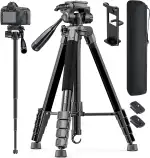 CAMBOFOTO 186cm Kamera Stativ und Einbeinstativ, Professionelles Aluminium Fotostativ für DSLR/Sp...