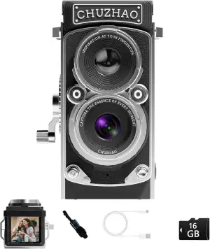 CHUZHAO Retro Mini Digitalkamera, 1080P Full HD Video, 12 MP Autofokus, Point an