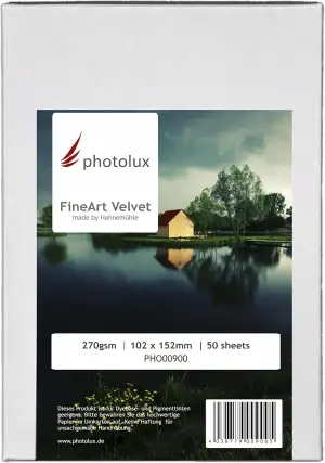 FineArt Velvet 270 gsm Matt Fotopapier in Premiumqualität - 10,2x15,2 cm - 50 Bl