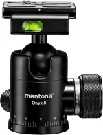 Mantona Onyx 8 Kugelkopf (M1-3008A), Stativkopf aus Aluminium mit Arca-Swiss kompatibler Schnellwechselplatte 50 mm, 360° Panorama-Funktion & 3 Wasserwaagen