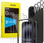 SPARIN für iPhone 16 Panzer Schutz Glas, 3 Stück Schutzfolie und 3 Stück Kameraschutz mit 1 Posit...