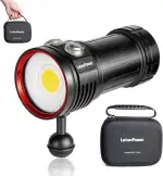 L12 Unterwasser Videoleuchte 8000 Lumen – 6000K, CRI 90, USB-C aufladbar, wasserdicht bis 100m für Gerätetauchen & Unterwasserfotografie
