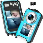 Digitalkamera, Yixinxin 4K Unterwasserkamera, 64MP Autofokus 16FT Digitalkamera wasserdichte mit 32GB Karte, Dual-Screen Selfie 1250mAh Batterie, 16X schwimmfähig Digital für Schnorcheln