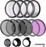 NEEWER 67mm ND Filter Set ND/CPL(Polfilter)/UV/FLD/Nahfilter Objektivzubehör ND2 ND4 ND8 Graufilter Set (+1/+2/+4/+10) Tulpen Blende, zusammenklappbarer Gummi Blende, Objektivdeckel, Filterbeute