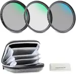 NEEWER 58mm UV/CPL/ND Objektiv Filter Set mit Hartschalenetui, vergütetes optisches Glas Zubehör& Aluminiumrahmen Ultraviolett Filter + Zirkular Polarisationsfilter(CPL) + Neutraldichte(ND4) Filter