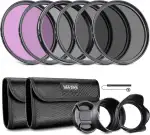 Neewer 49 mm ND-Objektivfilter-Set: UV, CPL (zirkularpolarisierend), FLD, ND2, ND4, ND8, Gegenlichtblende und Objektivdeckel, kompatibel mit Canon, Nikon, Sony, Panasonic, DSLR-Kameras