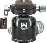 WEYLLAN Doppelter Panorama Low Profile Kugelkopf für 360 °drehbar,Stativkopf mit Schnellwechselplatte 1/4 Arca Swiss QR-Platte, Portable für Einbeinstativ, Camcorder, max. Belastung 25kg.