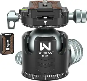 WEYLLAN Doppelter Panorama Low Profile Kugelkopf für 360 °drehbar,Stativkopf mit