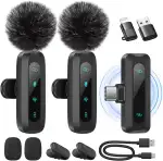 Kabelloses Lavalier-Mikrofon für iPhone, iPad, Android-Handy, 2er-Pack Mini-Mikrofon mit Rauschunterdrückung, Auto-Pairing und Stummschaltung und Reverb für Vlogging, Videoaufnahmen, TikTok, YouTube