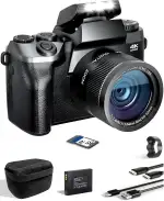 SWE Digitalkamera 4K 64MP Digital Kamera Fotokamera mit 4.0" Touchscreen, Autofokus WiFi Kompaktkamera 16X Digitalzoom Fotoapparat Camera für Einsteiger Jugendliche mit 64G Karte, 3000mAh Akku, Tasche