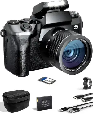 SWE Digitalkamera 4K 64MP Digital Kamera Fotokamera mit 4.0" Touchscreen, Autofo