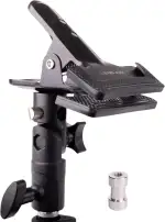 Lens-Aid Reflektor-Klemme fürs Fotostudio: Stativ Halterung aus Metall für Lichtreflektoren und Foto-Hintergründe inkl. 1/4" & 3/8" Gewinde-Adapter