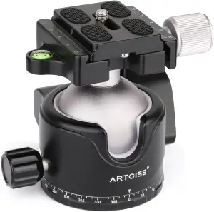 ARTCISE Niedriger Profil-Kugelkopf, 46 mm, 360°-Panorama-Metall-Stativkopf mit A