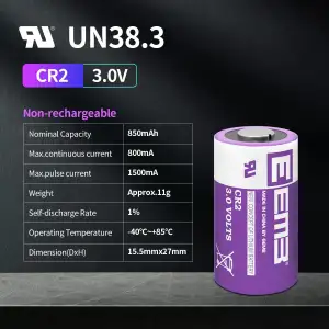 EEMB CR2 Batterie 3V Nicht-Wiederaufladbare Lithium Batterie CR15h270 850mAh für