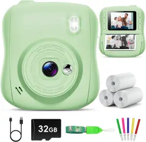 Hangrui Kinderkamera Sofortbildkamera, 14MP Sofortbildkamera Kinder mit 32G Kart
