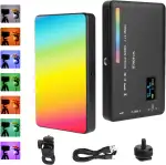 AXFEE LED Videoleuchte RGB, 5" Video Licht Dimmbare 2500K-9000K, Kamera Licht mit Telefonclip ＆ Cold Shoe Mount, eingebaute 3100mAh Akku, CRI 95+, Foto Licht für DSLR Kamera Videofotografie(120 RGB)