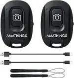 AMATHINGS 2 Stück Bluetooth Shutter Fernbedienung Wiederaufladbar mit USB C und Handgelenkschlauf...