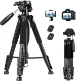 Victiv Kamera Stativ mit 52–160-185cm Höhe, leichtes Camera Tripod mit Abnehmbar 3-Wege-Kopf, Alu...
