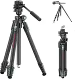 ULANZI JJ06 GlideGo Carbon Kamera Stativ, Videostativ mit 360° Fluidkopf, Faltbare Mittelachse, Reisestativ mit Uka & Schraubendrehergriff, Dreibein-Stative für DSLR/Kamera/Canon/Nikon/Sony, 18kg Max