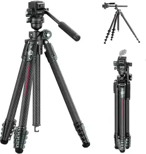 ULANZI JJ06 GlideGo Carbon Kamera Stativ, Videostativ mit 360° Fluidkopf, Faltba