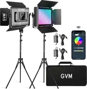 GVM LED Videoleuchte mit Stativ, 880RS 60W RGB Studiolicht Videolicht Panel 3200