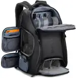 K&F CONCEPT Kamerarucksack wasserdicht Fotorucksack für Canon Nikon Sony Spiegelreflexkameras, Drohne, Objektiv, Laptop, Stativ und Zubehör (2-Schwarz, 25L)