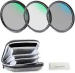 NEEWER 55mm UV/CPL/ND Objektiv Filter Set mit Hartschalenetui, vergütetes optisches Glas Zubehör& Aluminiumrahmen Ultraviolett Filter + Zirkular Polarisationsfilter(CPL) + Neutraldichte(ND4) Filter