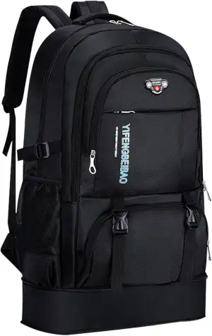 Wesoke 65L Wanderrucksack Schwarz, Erweiterbare Reise-Wander-Tagesrucksäcke, was