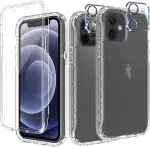 Leedia Handyhülle Kompatibel mit iPhone 12 Pro Hülle 360 Grad mit Eingebautem Displayschutz und Kamera Schutzfolie [9H HD] Stoßfest Schutzhülle Transparent Case für iPhone 12/12 Pro 6,1" Klar