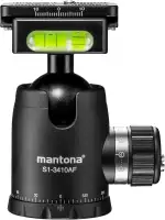 Mantona Fortress Kugelkopf 34 mm bis 10 kg, Stativkopf mit 360° Panorama-Funktion & 3 Wasserwaagen, inkl. Schnellwechselplatte und Friktionswegkontrolle