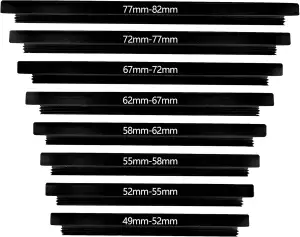 Step Up Ringe Set (8 Stück) –Aluminuim Filteradapter für Kameraobjektiv – Step U