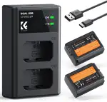 K&F CONCEPT NP-FW50 Kameraakku Ladegerät, 1100mAh Batterie 2 Pack Ladeset für Sony ZV-E10 A6000, A6500, A6300, A6400, A7, A7II, A7RII, A7SII, A7S, A7S2, A7R, A7R2, A55, A5100, A5000,A3000, A55,RX10