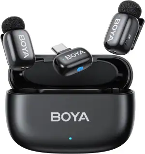 BOYA MINI Mikrofon Handy (2 Sender + 1 USB-C Empfänger + Ladeschale), 5g Ultrale