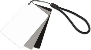 3in1 Graukarte für den manuellen Weißabgleich und Belichtungsmessung. Mit prakti