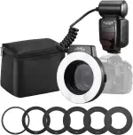 K&F CONCEPT TTL Makroblitz Ringblitz Ringleuchte Blitzgerät kompatibel mit Nikon DSLR GN 14 mit AF-Hilfslicht Adapterringe