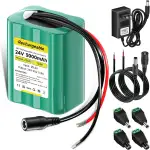 24V Akku 3000mAh Lithium Akku, Max 120W Ausgangsleistung, mit Ladegerät & Steckeradapter & Verbin...