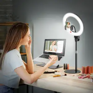 Ringlicht mit Stativ Handy Laptop Videokonferenz Licht,Evershop 10.5” Ring Light