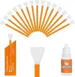 Sensor Reinigungsset, 15 Stück 24mm Sensor Reinigungs Kit für Vollformat-Kameras Staubfreie Vakuumverpackung mit 10ml Sensor Reiniger Reinigungs-Sets für DSLR Kamera CMOS CCD Sensoren Objektive