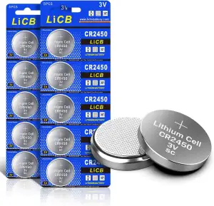 LiCB 10 Stück CR2450 3V Lithium Knopfzellen CR 2450 Batterien