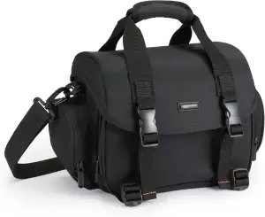 Amazon Basics Schultertasche für SLR-Kamera, Groß, Schwarz/Grau | Wasserdicht, S