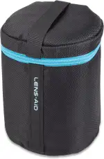 LENS-AID Objektivtasche dick gepolstert: Objektiv-Schutzhülle mit Reißverschluss und Gürtelschnalle