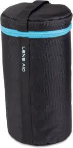 LENS-AID Objektivtasche dick gepolstert: Objektiv-Schutzhülle mit Reißverschluss und Gürtelschnalle