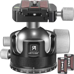 55mm Low Profile Kugelkopf, ARTCISE KB55 Heavy Duty Stativkopf aus Vollmetall mi