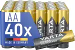 VARTA Batterien AA, 40 Stück, Power on Demand, Alkaline, 1,5V, Vorratspack in umweltschonender Verpackung, ideal für Computerzubehör, Smart Home Geräte