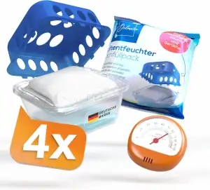 Delmara 4x Luftentfeuchter Set inkl. 1x Hygrometer – Raumentfeuchter ohne Strom 