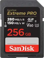 SanDisk Extreme PRO SDXC UHS-II Speicherkarte V60 256 GB (280 MB/s, 6K, 4K UHD, U3, C10, Rescue PRO Deluxe)